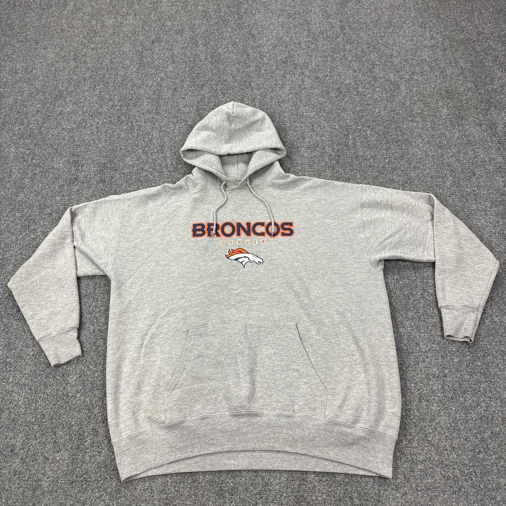 Denver Broncos Sweatshirt Mens XL Gray NFL Football NFL Pullover Hoodie